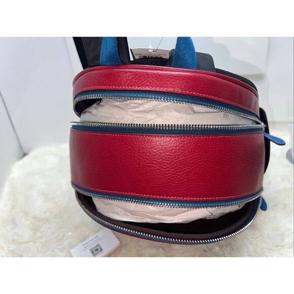 🔥🎁NWT! Coach Court Backpack Colorblock Blue/Red CR768 Msrp:$450.00 - Picture 6 of 12